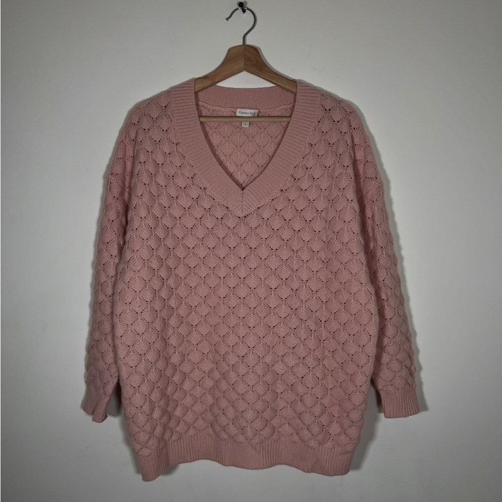 GARNET HILL CASHMERE OVERSIZED COCOON SILHOUETTE SWEATER IN LIGHT PINK SIZE S